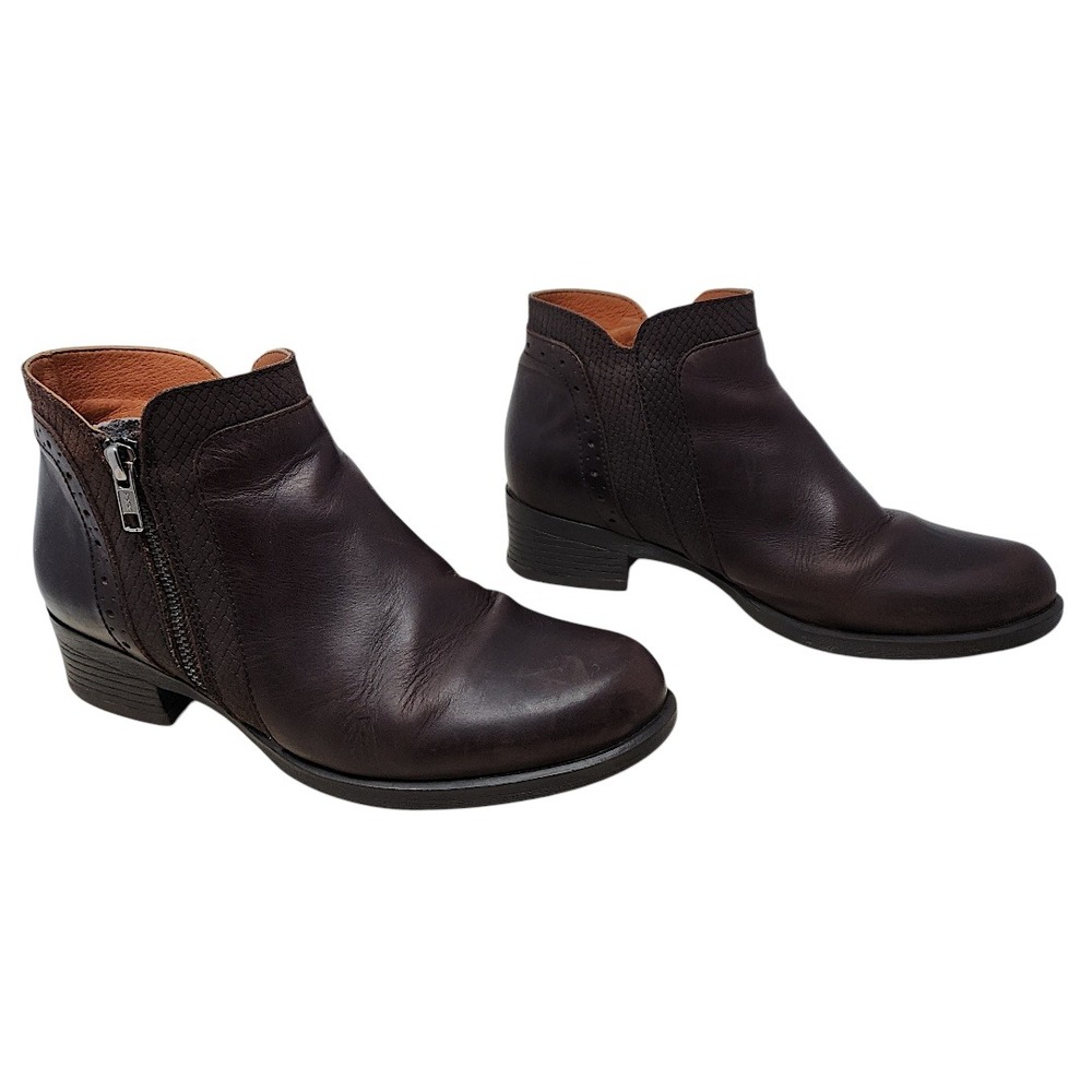 Laura Azana Ankle Boots EU 38 US 7.5 Wom Brown Leather Made Spain Zipper Bootie